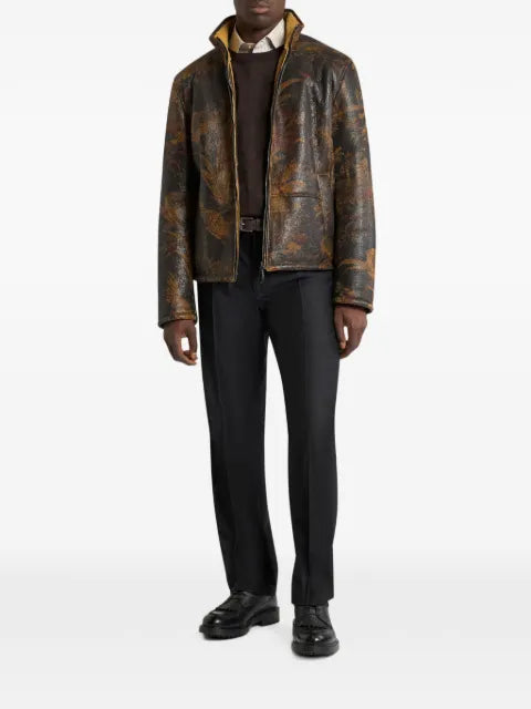 ETRO animal-print shearling-lined jacket