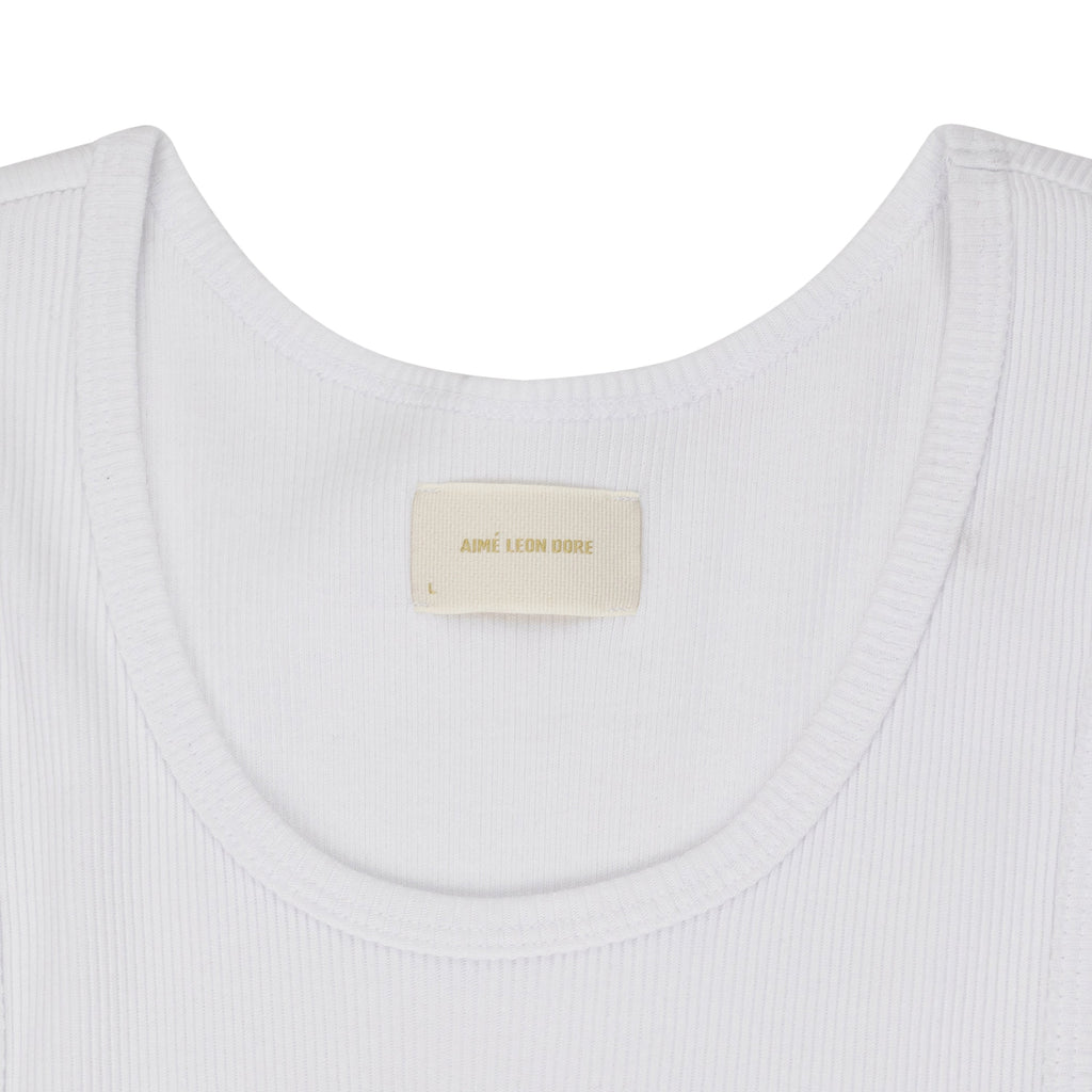 White Embroidered Logo Tank Top