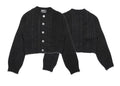 ERD Silver Button Cable-Knit Cropped Cardigan - Black