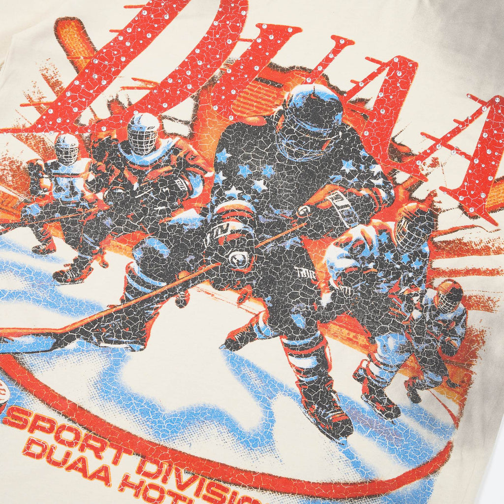 DUAA Cream Washed Hockey Graphic Short-Sleeve T-Shirt