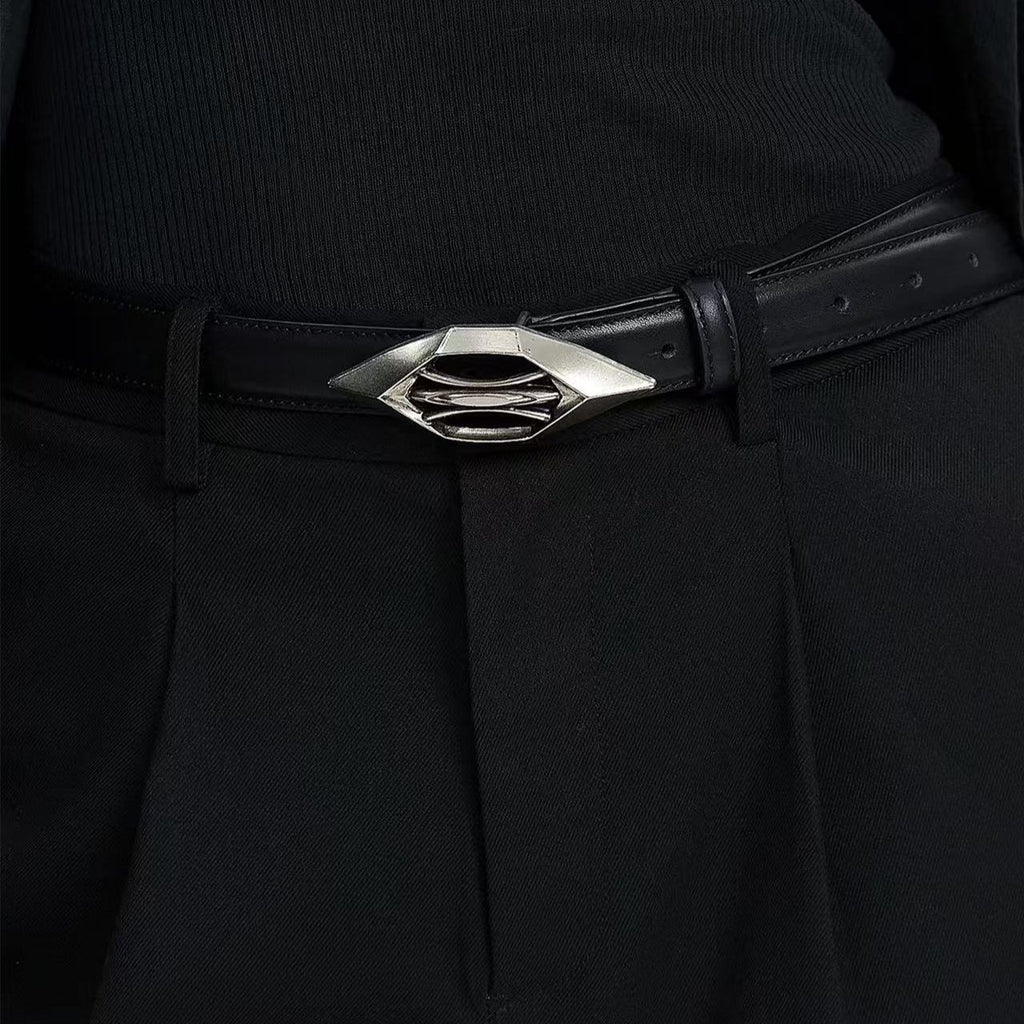 Loselos Leather Belt Sacred Emblem Geometric Metal Buckle Waist Belt